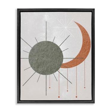 Imagem de Stupell Industries Sol e Lua em Estilo Minimal Preto Emoldurado Tela de Parede Design de Parede por Daniela Santiago, 25 x 31