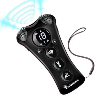 Imagem de Dispositivo ultrassônico de dissuasão de latidos de cães – Treinador antilatido ajustável de 10 níveis com lanterna, estroboscópio, e-clicker (18 sons de apito) – Sem choque, dispositivos de correção