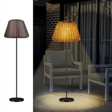 Imagem de shumi Luminária de chão solar para uso externo, luminária de chão sem fio, lâmpadas externas à prova d'água, luminária de piso de vime solar para varanda jardim decks sala de estar quarto e espaços ao