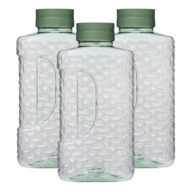 Imagem de Kit 3 Garrafa Geladeira Água Jarra Suco Com Tampa Higiênica Automatica Com Efeito Cascata 1,9 Litro (Verde)