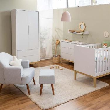 Imagem de Kit Quarto Theo com Pés Square Natural - Berço Mini Cama + Cômoda 6 Ga