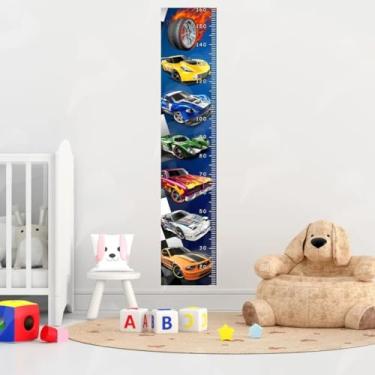 Imagem de Régua De Crescimento Infantil Carros de Corrida Adesivo Decoração Quarto Infantil