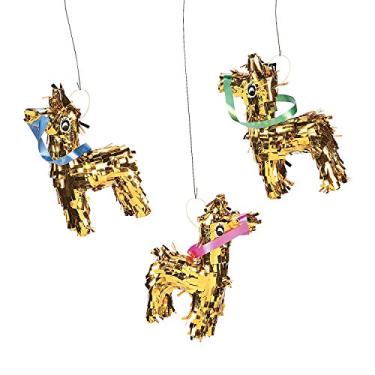 Imagem de Mini Gold Fringe Donkey Pinata Decorations (set of 3) Cinko De Mayo Fiesta Supplies