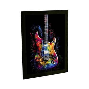 Imagem de Quadro Decorativo Guitarra Ilustração Colorida Tinta Decoração Poster Quarto Sala
