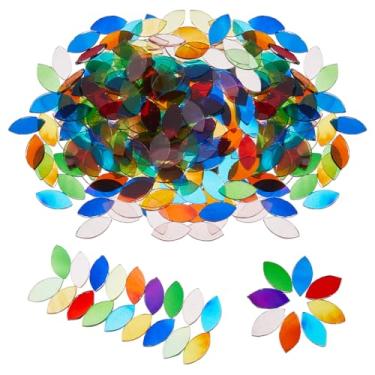 Imagem de DICOSMETIC 432 peças de azulejos coloridos de vidro de mosaico 16 x 8 mm, peças de vidro com folhas de 16 x 8 mm, azulejos de mosaico geométricos para artesanato geométrico para abajur artesanal DIY e