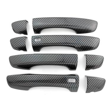 Imagem de Dakitita Acabamento da tampa da maçaneta da porta exterior colorida de fibra de carbono para Volkswagen VW Tiguan MK2 2017-2024 Acessórios Decoração (com orifícios para chaves inteligentes)