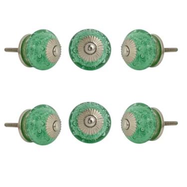 Imagem de Perilla Home Conjunto de 6 puxadores de vidro de cristal para armários de cozinha - puxadores de vidro de cristal e puxador para gaveta de cômoda | sala de estar | cozinha | banheiro | móveis de