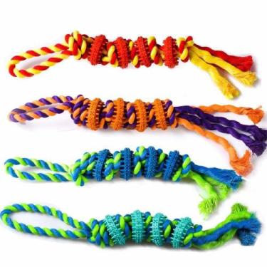 Imagem de Brinquedo Pet Dental Play Para Morder Plates Corda Com Laço 5X38Cm - M