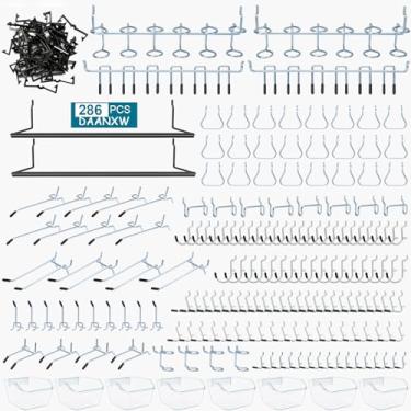 Imagem de Daanxw Kit organizador de acessórios de quadro de 286 peças, incluindo caixa de pegboard organizando várias ferramentas, ganchos de quadro de 1/8 e 1/10.2 cm sortidos para pendurar armazenamento,