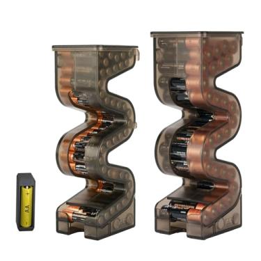 Imagem de KIWIFOTOS Conjunto de suporte de bateria combo 27 AA e 35 AAA com testador, suporte de parede Pegboard, organizador de bateria, dispensador para pilhas AAA, suporte de armazenamento, 2 peças