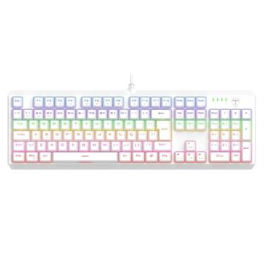 Imagem de Teclado Mecânico Gamer T-Dagger Axis Iluminação Rainbow Branco Switch Marrom T-TGK329W-BR