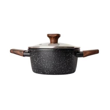 Imagem de Caçarola antiaderente cooktop indução e gás panela alumínio c/ tampa -