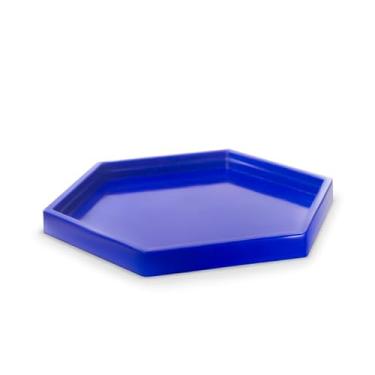 Imagem de Bandeja Sextavada Decorativa 22cm Acrílico Festas Decoração 1 Unidade (AZUL)