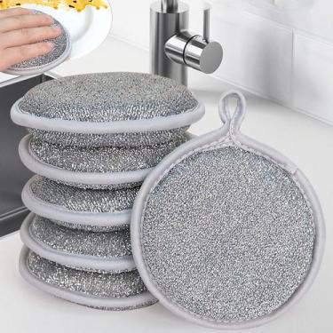 Imagem de Esponja de Aço Para Lavar Louça Não Risca Inox Redonda Esponjinha Buch