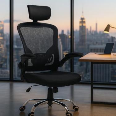 Imagem de Cadeira Ergonômica de Escritório Reclinável/suporta até 200kg | Malha Respirável, Suporte Lombar, Apoio de Cabeça e Braço Ajustáveis – Cadeira alto padrão para Home Office e escritório (Clássico)