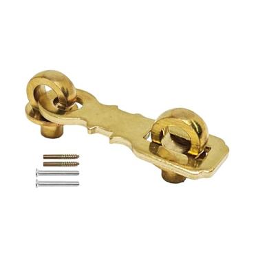 Imagem de bociloy Fecho de porta de ferrolho de cadeado de latão sólido antigo de 6,5 cm, trava de porta resistente vintage, conjunto de ferrolho de latão polido para galpões e uso ao ar livre