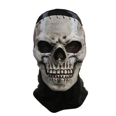 Imagem de Taenjooy Máscara de Halloween Call of Ghost Máscara de caveira de bacalhau capacete de esqueleto para jogo de guerra, ciclismo, motocicleta, à prova de vento (máscara fantasma-02)