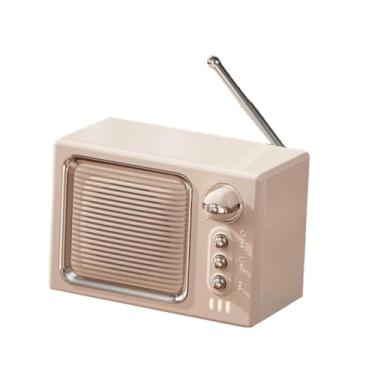 Imagem de predolo Alto-falante de design retrô, máquina de som com ruído branco, rádio portátil multiuso para mesa, quarto, dormitório de fazenda, Bege Amarelo
