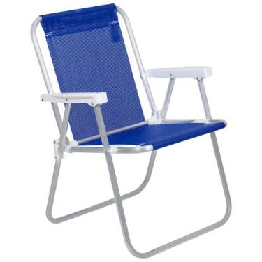 Imagem de Cadeira de Praia Alta Lazy em Alumínio Azul Marinho Bel, Único