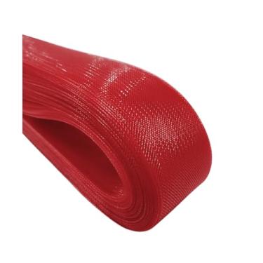 Imagem de Abbaoww Trança macia de crina de cavalo de 2,5 m para costura de poliéster para vestidos de casamento, vestidos de dança, acessórios (vermelho)