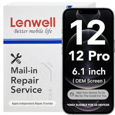 Imagem de Lenwell Serviço de reparo com tela original para iPhone 12/12 Pro 15.5 cm Display Digitalizador LCD Touch Assembly com serviço de instalação por correio