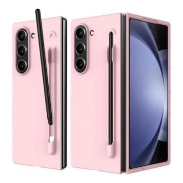 Imagem de Capa para Samsung Z Fold 6 com toque de pele de luxo para PC, com suporte para S Pen e compartimento para caneta stylus (para Samsung Z Fold 6/rosa)