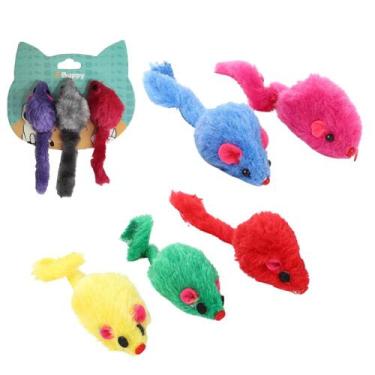 Imagem de Brinquedo Para Gato Rato De Pelúcia Com 3 Peças 11x3x2,5cm - BUPPY