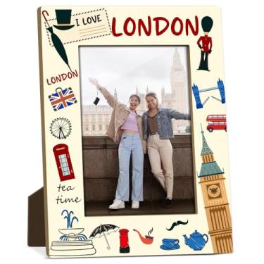 Imagem de Molduras de madeira para viagem em Londres, aniversário, férias, presentes de lua de mel, presentes para viajantes, casais, sala de estar, escritório, mesa, expositor de 10 x 15 cm com suporte - FS655