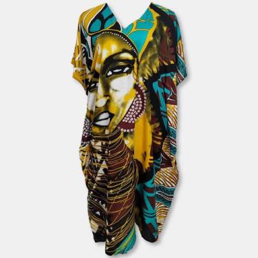 Imagem de Vestido Indiano Kaftan Longo Plus Size Estampa Africana - Sarat Moda I
