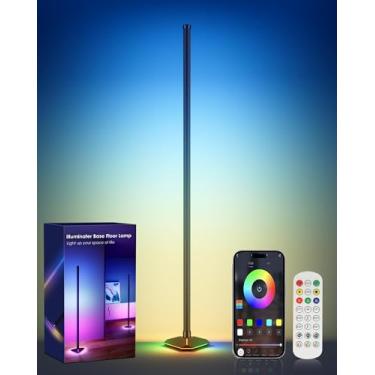 Imagem de YIKBIK Candeeiro de canto, lâmpada de canto LED RGB com sincronização de música, aplicativo inteligente e controle remoto, luz ambiente que muda de cor, lâmpada LED com 16 milhões de cores para sala