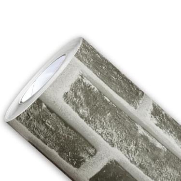 Imagem de Adesivo Tijolo Impermeável Cozinha Box Parede Decorativo Tijolinho Cinza Escuro Natural