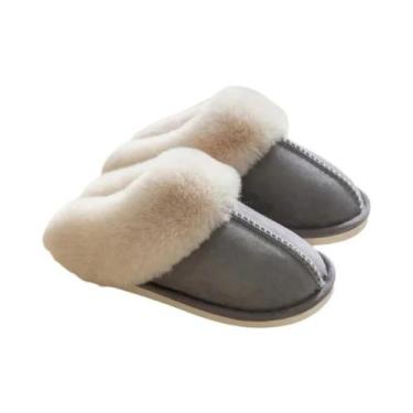 Imagem de Chinelo de Inverno Feminino Quente - Pele Sintética com Interior de Pe