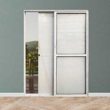 Imagem de Porta Balcão Lambril 3 Folhas Alumínio 210x120cm Veneza Branco