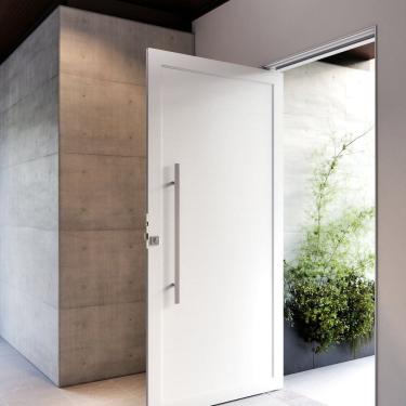 Imagem de Porta de Alumínio Pivotante Lambri 215x105cm com Puxador de 80cm Lucasa Ideale Branco