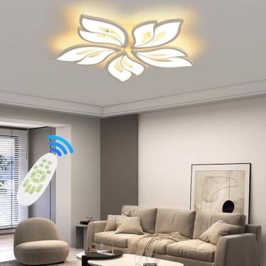 Imagem de Lâmpada De Teto Led Luzes De Teto Reguláveis Com Controle Remoto, Lustre Moderno Luz De Teto Para Sala De Estar Cozinha Quarto Sala De Jantar, White, 108.0 Watts
