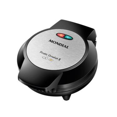 Imagem de Omeleteira Pratic Omelet II Mondial Preto e Inox 800W OM-04-BI, 110V
