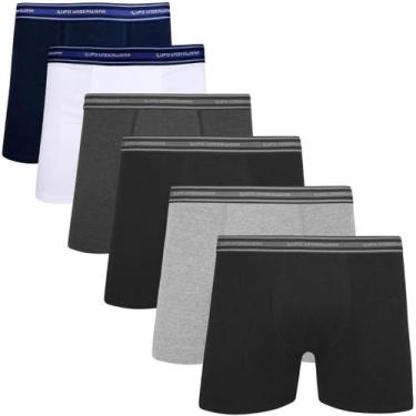 Imagem de Kit Com 6 Cuecas Boxer Adulto Algodão Lupo, Misto, M (42-44)