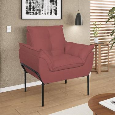 Imagem de Poltrona Decorativa Luxo Recepção Clínica Estética Preto Rosa