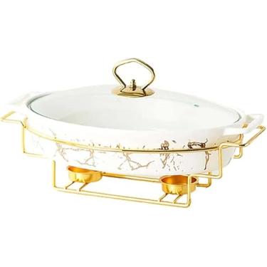 Imagem de Conjunto De Buffet De Prato De Espreitadura, Forra De Cerâmica Com Acabamento Em Mármore Imitação, Conjunto De Aquecedor De Forra E Buffet Para Casamentos Buffet, Festas, Banqu, White, A