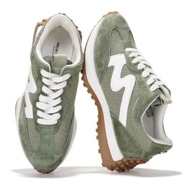 Imagem de Project Cloud Tênis moderno para mulheres – Espuma viscoelástica e antiderrapante confortável casual feminino tênis fashion – Tênis leve com cadarço (Lecco), Oliva, 34