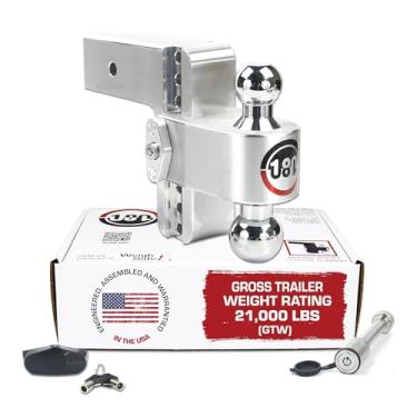 Imagem de Weigh Safe Suporte de bola de engate de reboque ajustável, engate de queda ajustável de 15 cm para receptor de 7,6 cm com conjunto de trava semelhante com chave de 2 peças, engate de reboque de