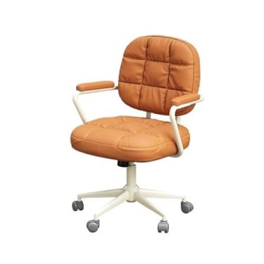 Imagem de Cadeira de escritório cadeira de escritório cadeira ergonômica com rodas pequena cadeira executiva de couro moderna para escritório, reunião, sala de estudo cadeira de computador (laranja)