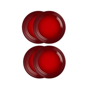 Imagem de Jogo de 4 Pratos Rasos de Cerâmica 27 cm Vermelho