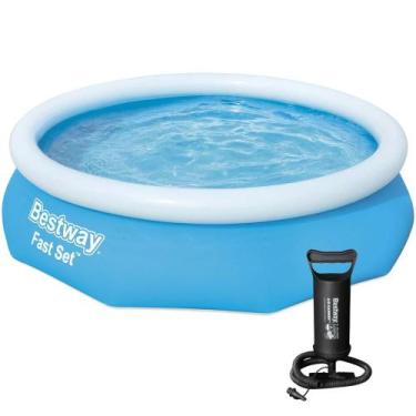 Imagem de Piscina Inflável Grande Fast Set 3800 Litros Bestway com Bomba Manual