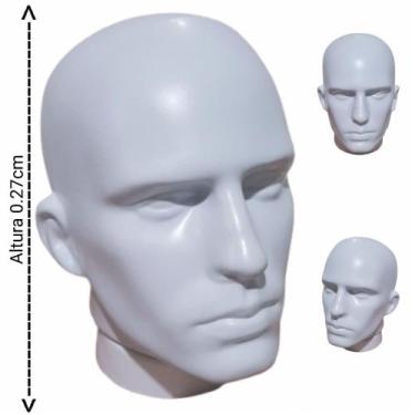 Imagem de Manequim masculino (Cabeça moldada na cor branco) + suporte na cor bra