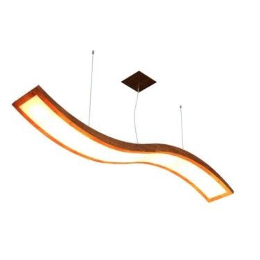 Imagem de Lustre Pendente Retangular Onda LED 24w 2700k 160cm Madeira - FOXLustr