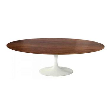 Imagem de Mesa de Centro Saarinen 46cm Oval Imbuia 120x80cm - Base Branca - mgsa