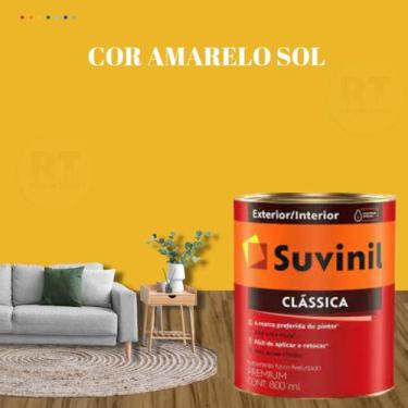 Imagem de Tinta Para Parede Acrílica Suvinil Clássica 800ml Cor Amarelo Lavável 