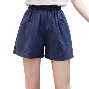 Imagem de Shorts Esportivos Soltos De Cintura Alta Para Meninas, Calças Curtas C