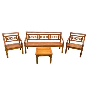 Imagem de Kit Jogo de Banco Com Mesa de Centro em Madeira de Demolição Modelo X 